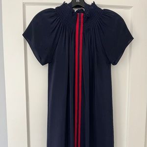 Rungolee navy dress with red ribbon accent